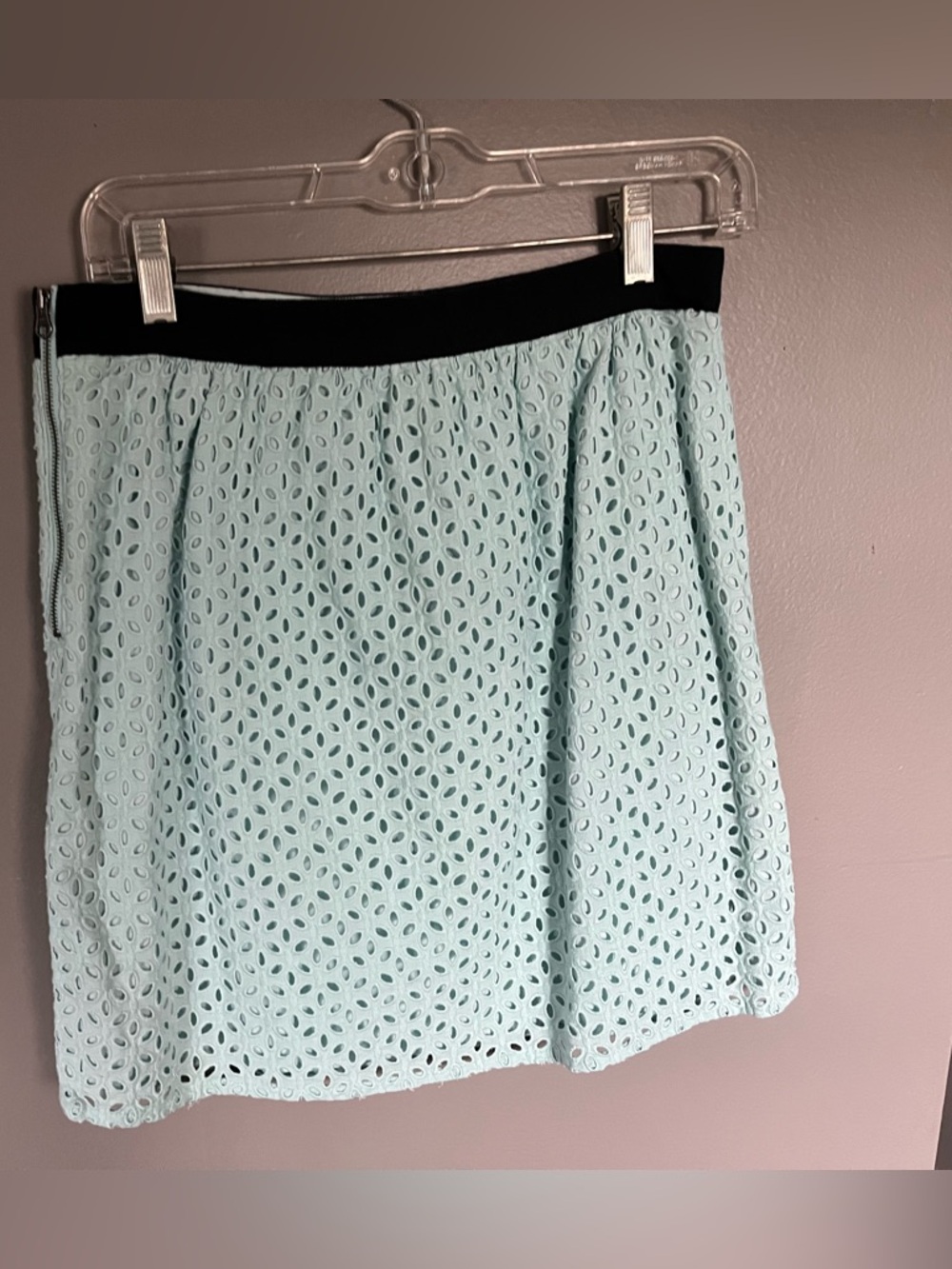 Loft Eyelet A-Line Skirt with Black Waistband